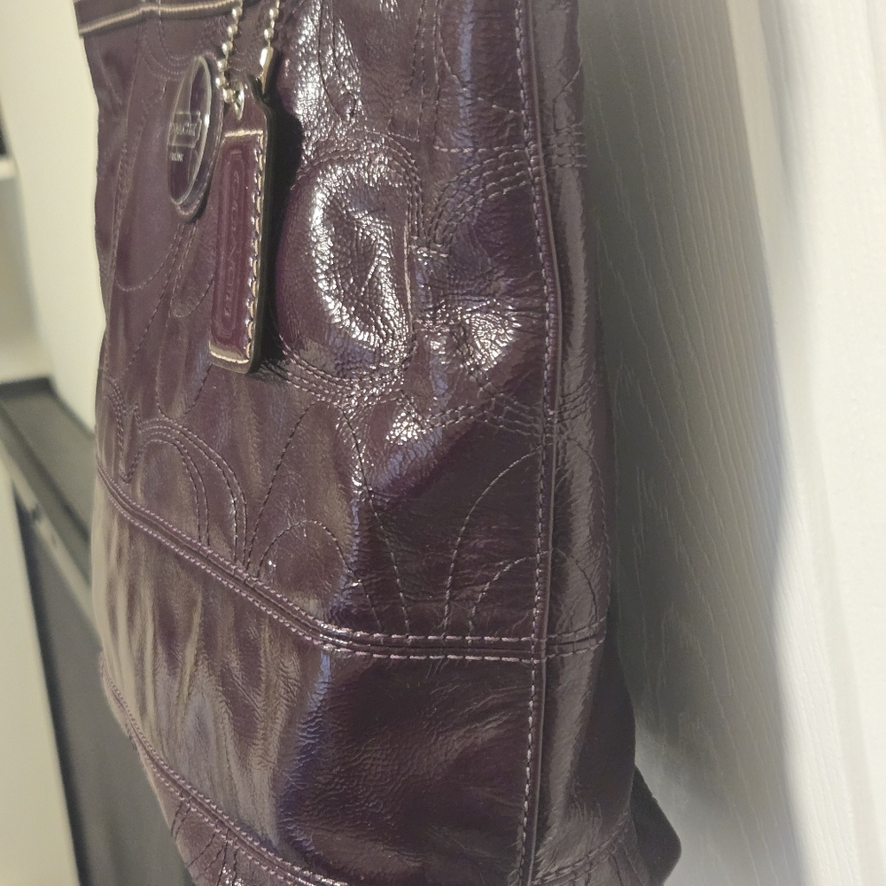 Coach Deep Purple Leather Tote - Picture 4 of 17